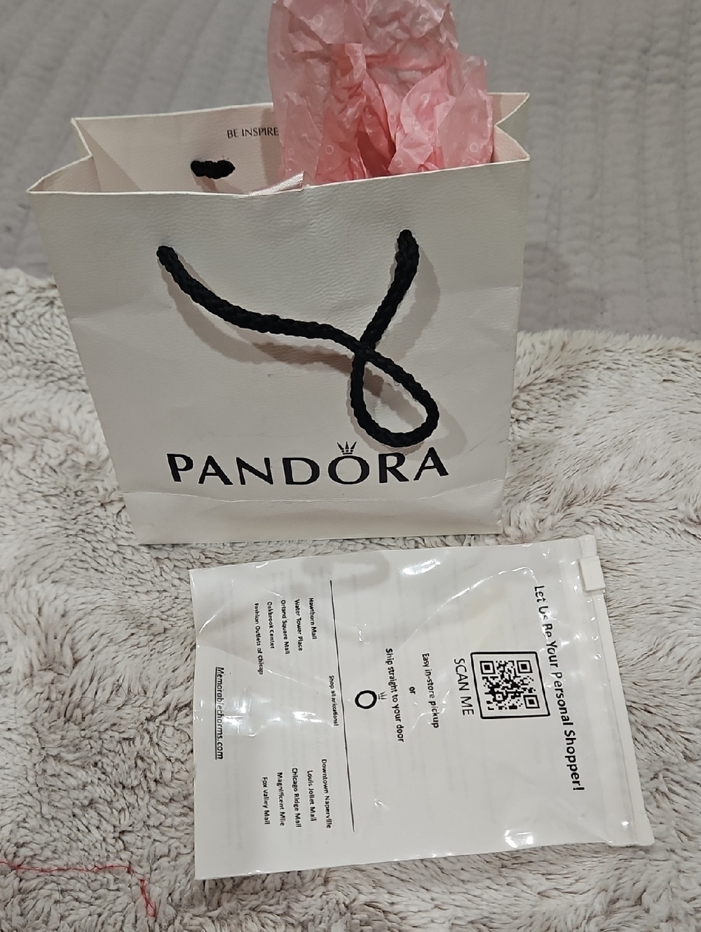 Pandora White Gift Bag with Pink Tissue